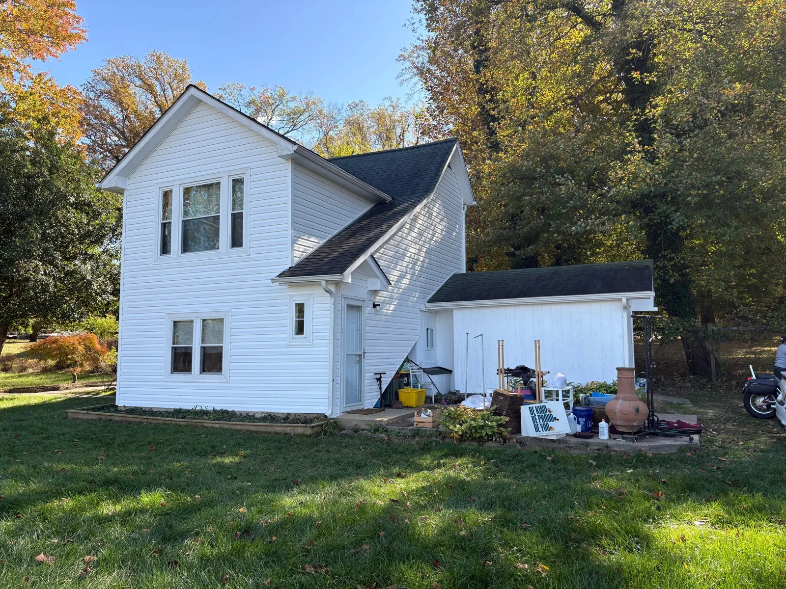 White fiber cement siding on country-style home